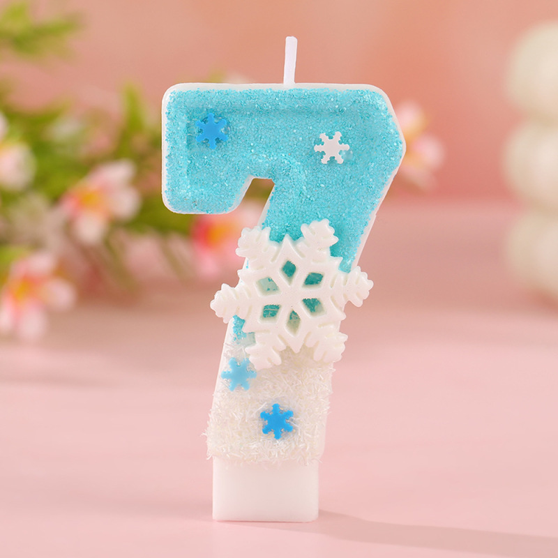 跨境浪漫雪花创意数字生日蜡烛蛋糕手工DIY派对烘焙氛围感装饰品|undefined