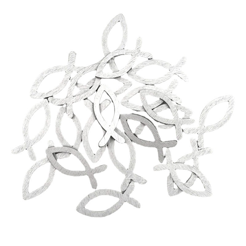 Blanco/plata hueco pescado DIY artesanías de madera colgante creativo agujero botón textiles para el hogar material la ropa