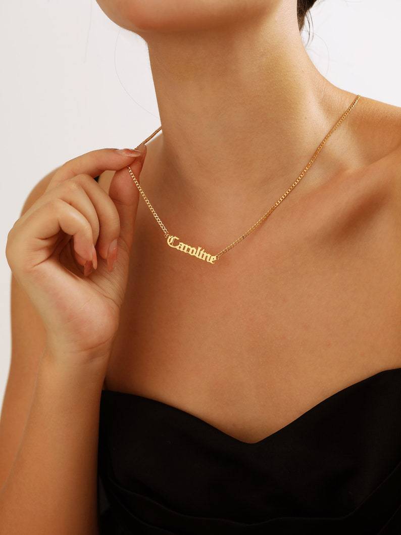 Trendy Titanium Steel Name Necklace in Gold