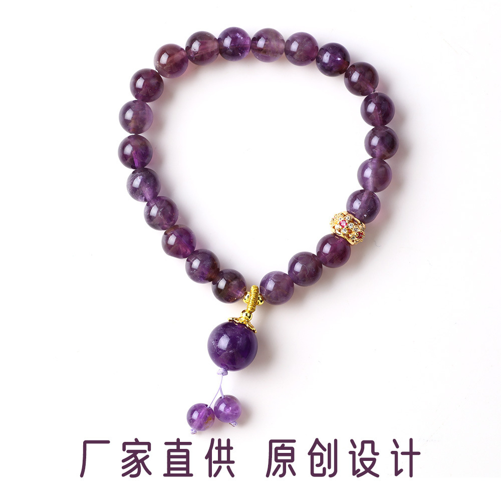 Brazalete de amatista natural para mujeres ins nicho lujoso ligero pulsera púrpura para la novia buena suerte regalo