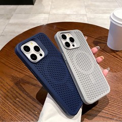 Iphone16 promax透かし彫り放熱磁気吸引携帯ケースアップル15肌感通気防止保護カバー