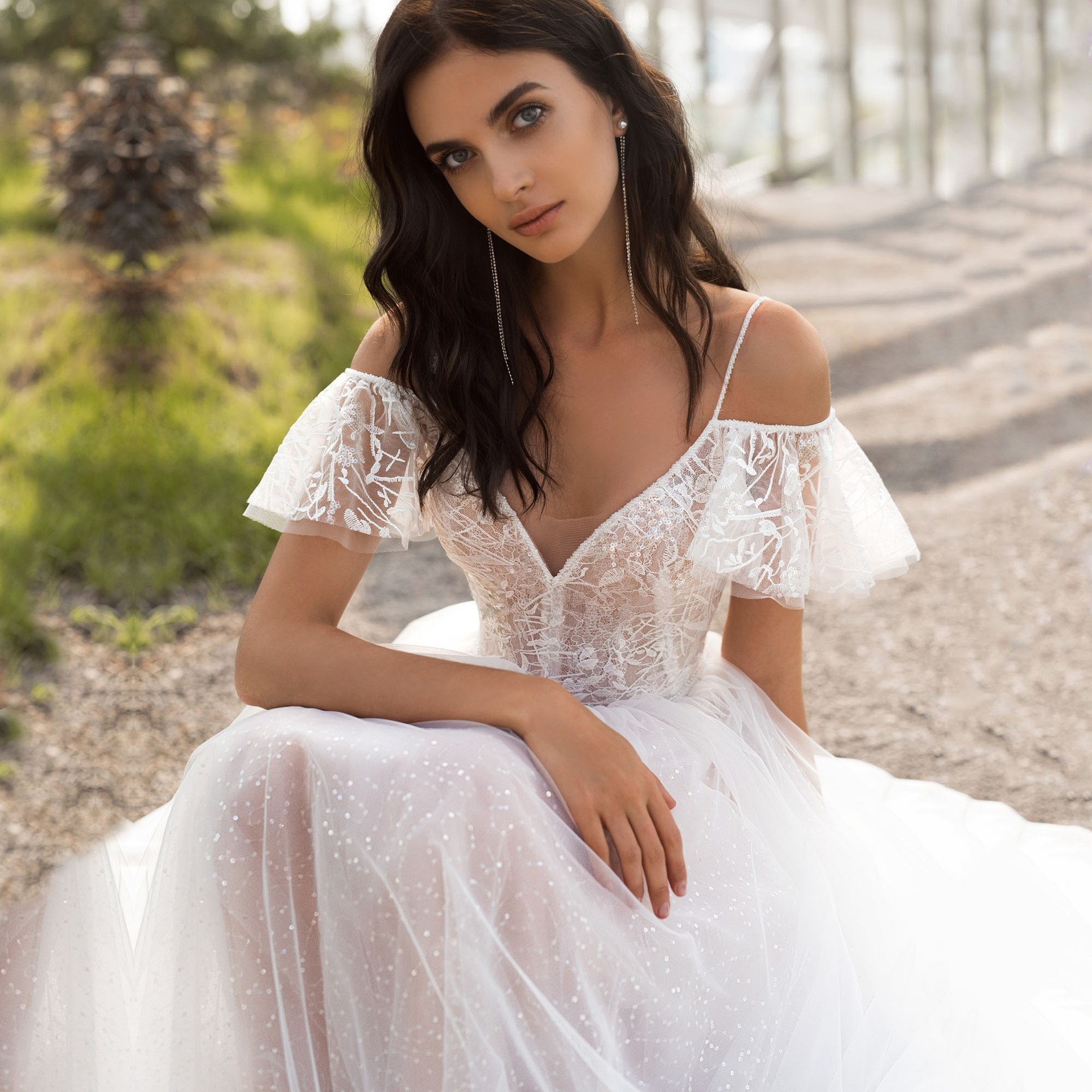 Vestido de Novia de Talla Grande, Primavera 2025, Nuevo, Ajustado, Largo hasta el Suelo, Encaje Floral, Hombros Descubiertos, para Mujer