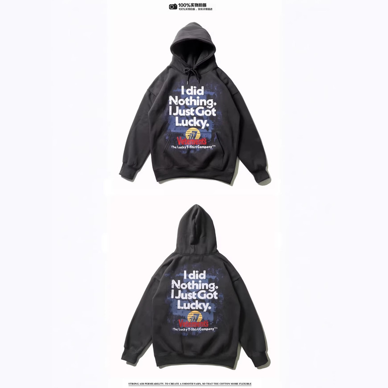 Cross-Border New Style Vetements Letter-Printed Washed Vintage Fleece-Lined Pure Cotton Long-Sleeve Hooded Sweatshirt Couple's Style Cross-Border New Style Vetements Letter-Printed Washed Vintage Fleece-Lined Pure Cotton Long-Sleeve Hooded Sweatshirt Couple's Style