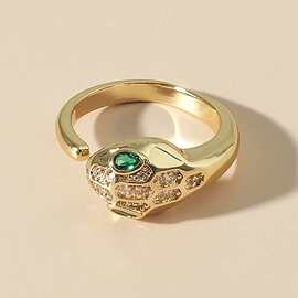欧美时尚镶锆石生肖小蛇戒指动物蛇型吉祥指环 铜制个性小众戒指