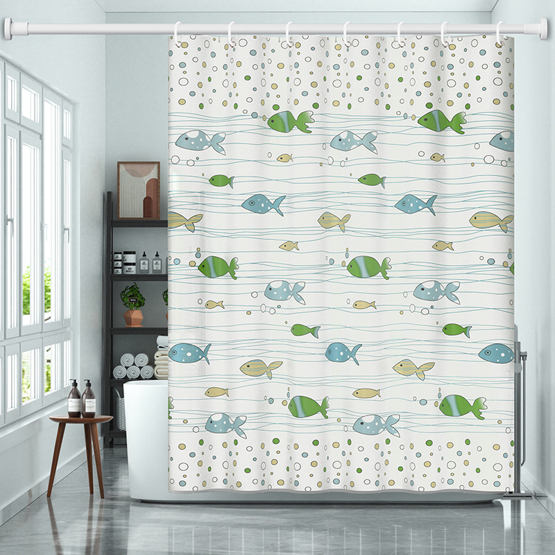 No-Drill Waterproof Shower Curtain Fabric Toilet Water-Blocking Curtain Partition Curtain Bathroom Water-Blocking Mildew-Proof Blocking Hanging Curtain Door Curtain
