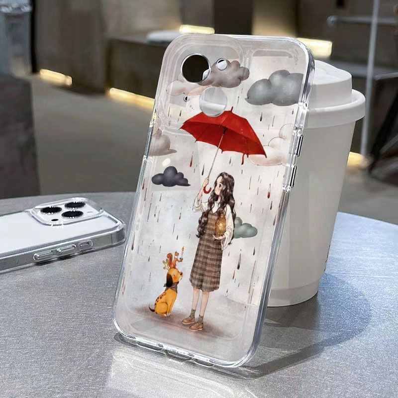 Custodia protettiva per iPhone 16 15 14 13 12 11 Pro Promax Plus Umbrella Girl Apple 16 Retro 14 All Inclusive 13 Anti-Drop 12_voghion.com