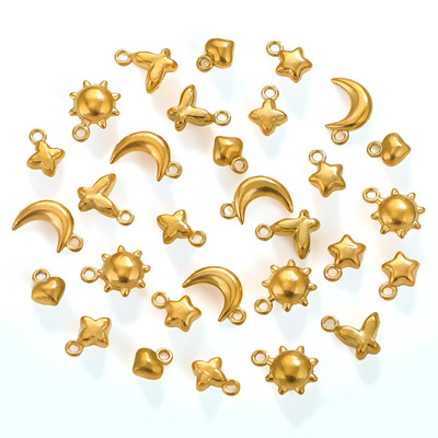 Stainless steel Mini lovely Small pendants Moon sunlight Necklace Pendant parts one DIY Jewelry Titanium parts