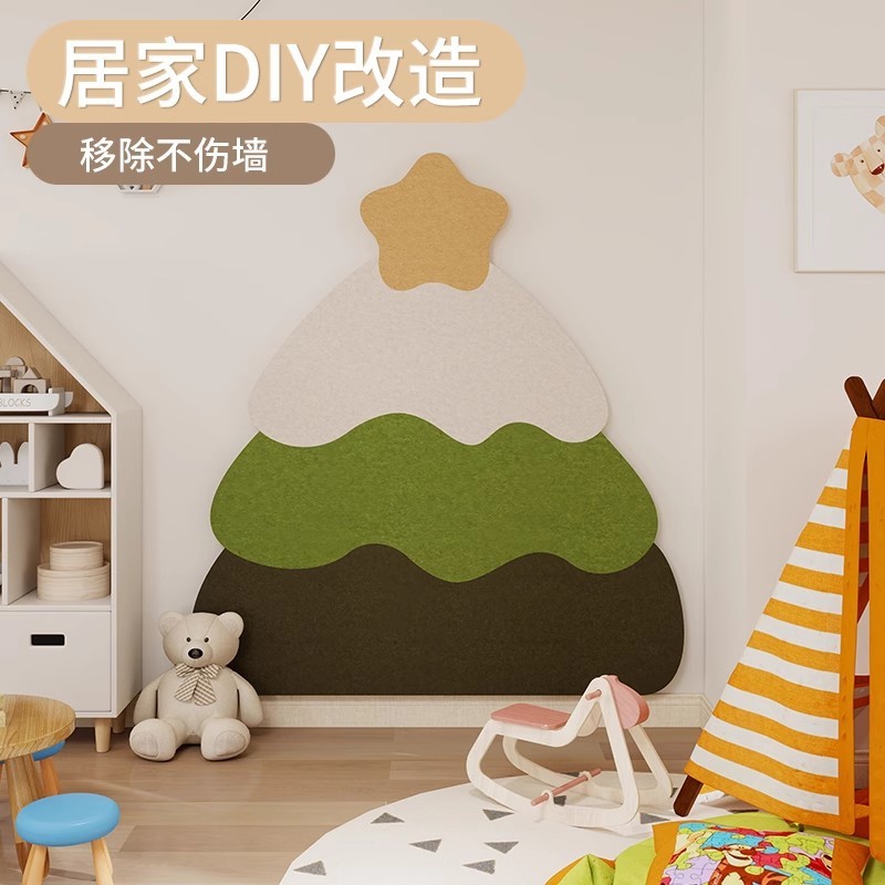 子供部屋の壁の装飾 3D 立体パンチフリーケーキツリー壁ステッカーフェルト写真壁写真ディスプレイビジョンボード|undefined