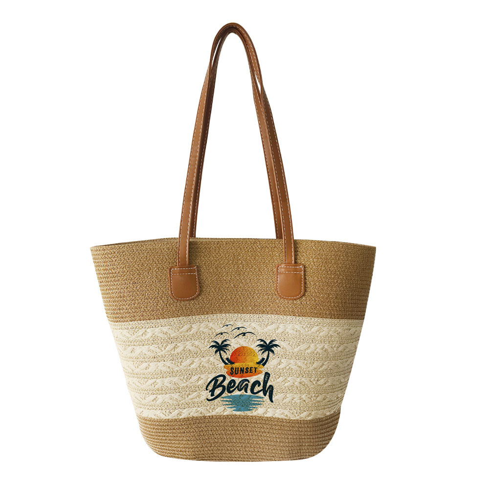 New Large Capacity Straw Woven Sun Protection Bag, Vacation Travel Beach Bag, Women's Woven Shoulder Bag - Thumbnail 3
