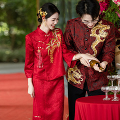 金玉儿高雅原创新中式改良敬酒服2025新款订婚服新娘结婚红色礼服