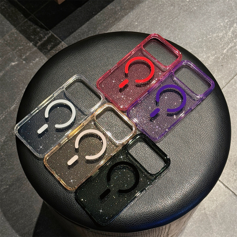 Suitable for Apple 17Promax Antibacterial Magnetic Phone Case Iphone16 Starry Sky Glitter N52 Strong Magnetic Case