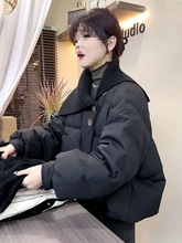 新款羽绒服女冬短款潮流韩版毛线领拼接白鸭绒面包服加厚洋气