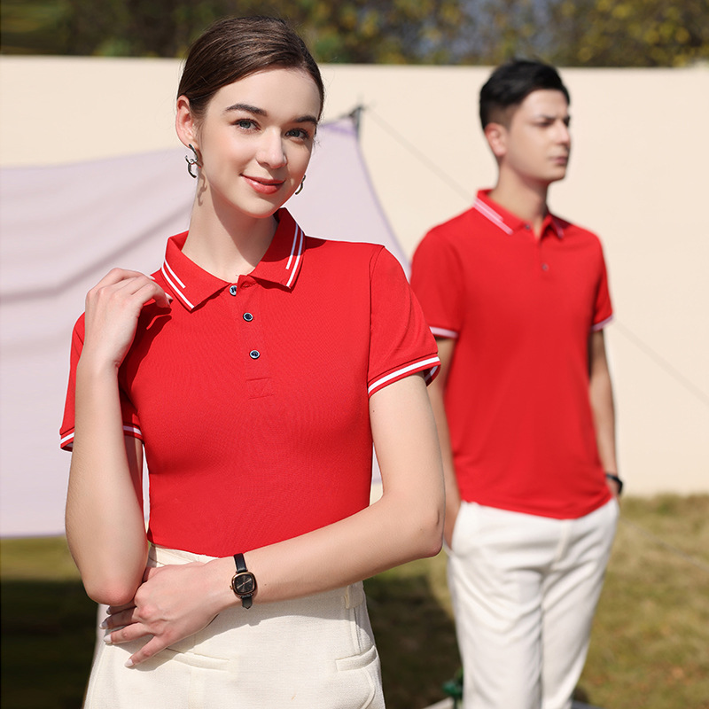 Summer lapel work clothes custom short-sleeved T-shirts team factory uniforms corporate culture polo shirts with printed logo