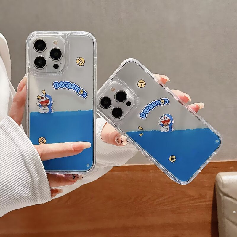 Cartoon Surfing Jingle Cat Suitable for Apple 17 Mobile Phone Case Iphone16Promax Creative 15 Quicksand Protective Cover