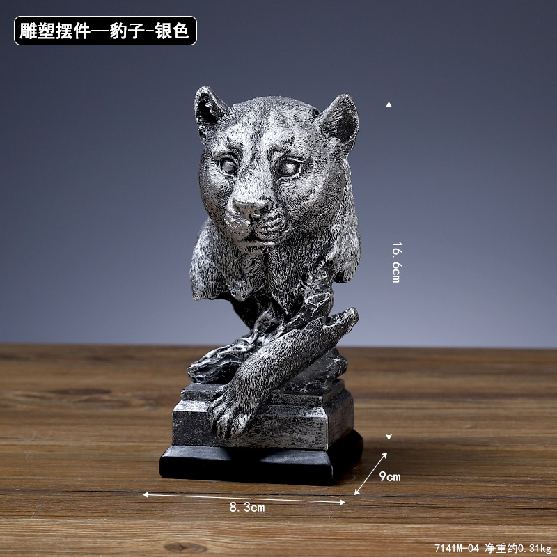 Animal Head Resin Ornaments Nordic Lion Eagle Crafts Office Decoration Living Room Entrance Sculpture Decoration