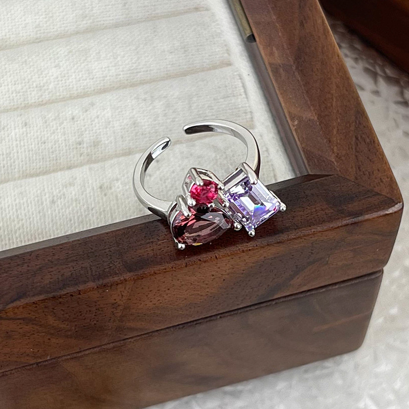 Inlay Design Copper Simple Style Classic Style Inlay Color Block Rhinestones Rings