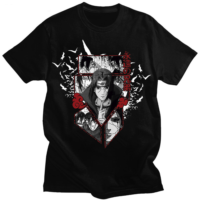 Japanese man Naruto yuzhibo skunk printed summer pure cotton handsome European size men's short sleeve personalized T-shirt