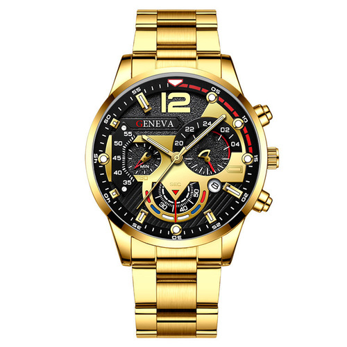 GENEVA men's creative mechanical version six-pin watch alloy steel band quartz watch men's watch wholesale