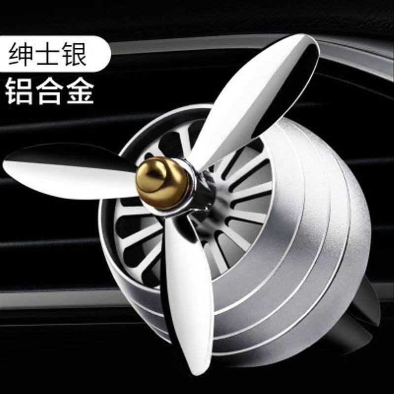 Car Decorative Aromatherapy with Light Aluminum Alloy Small Fan Air Conditioner Air Outlet Ornaments Car Interior Decoration Ornaments