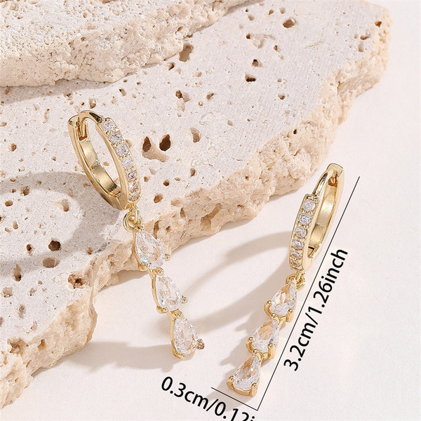 golden fashionable universal trend earrings drop-shaped