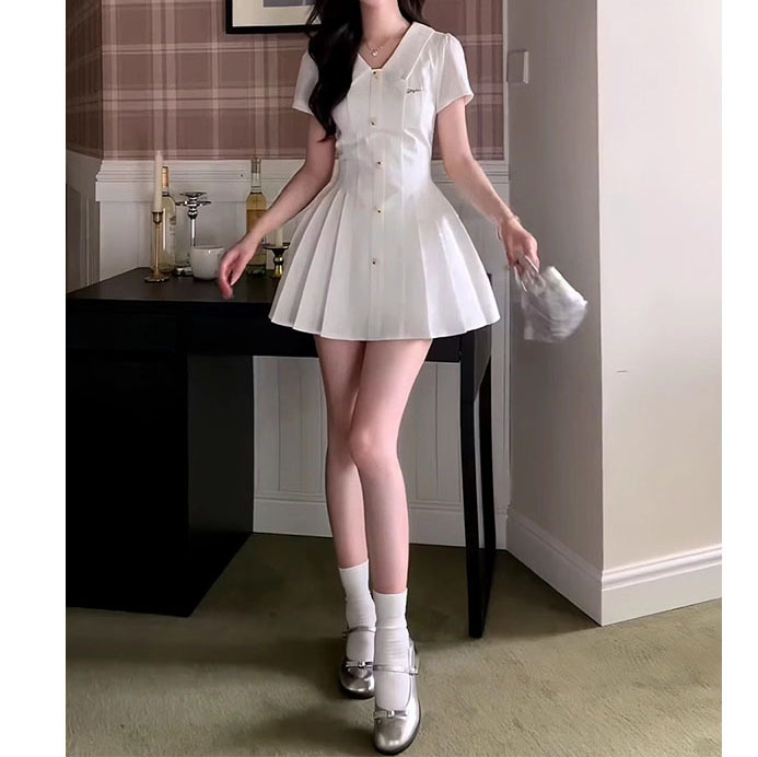 韓国カレッジスタイルの甘いシャツとスカート2025夏の新しいガーリースタイルの超見栄えの良い美しいドレス女性用|undefined