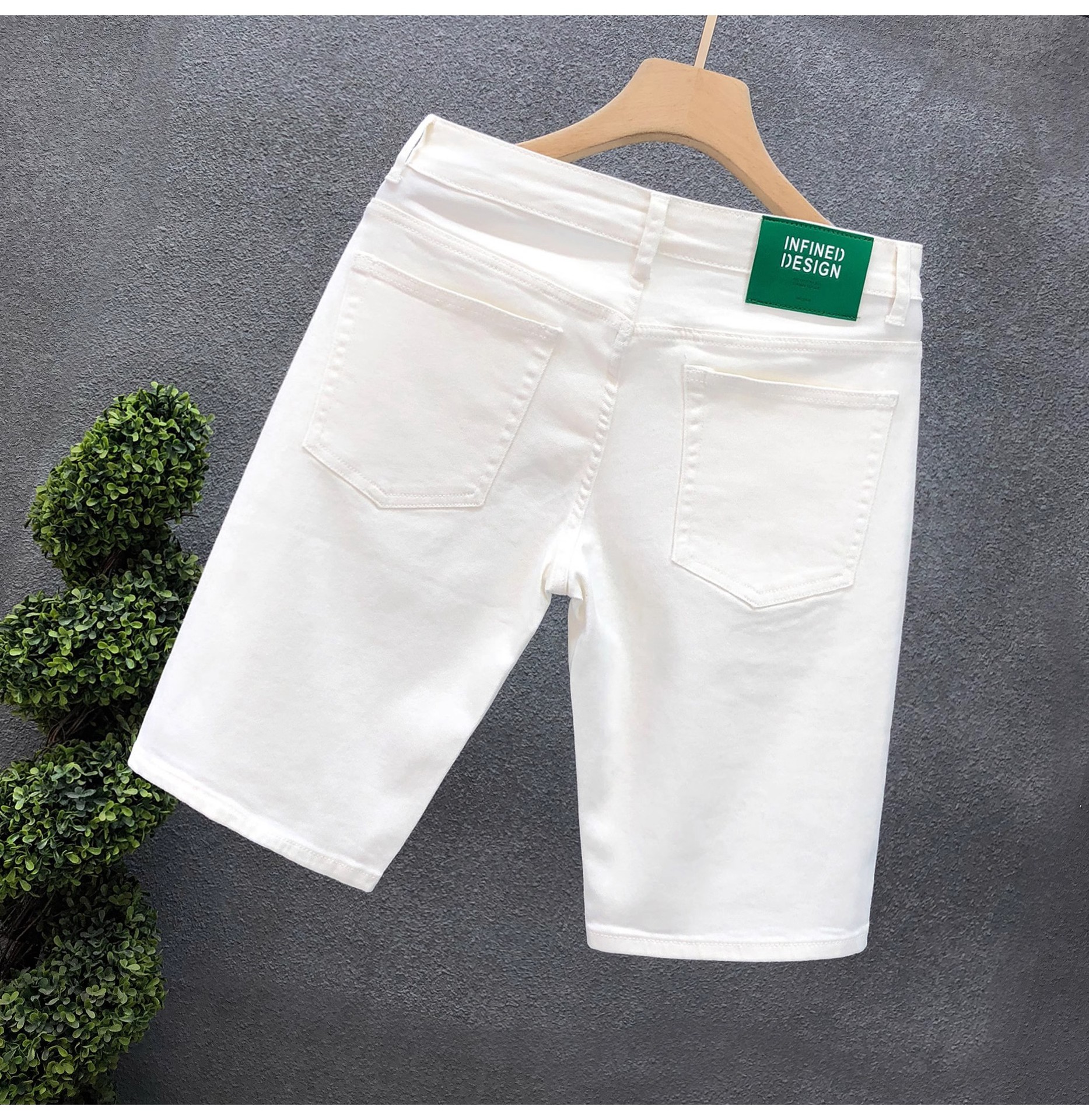 Schlanke Stretch Jeansshorts Für Herren In Blau Für Den Sommer_voghion.com