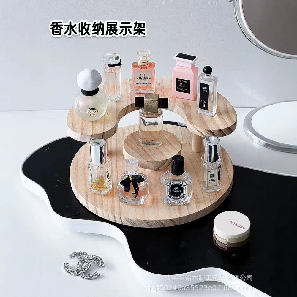 Деревянная витрина для духов, бытовая стойка для хранения косметики, многослойная стойка для хранения мелочей, стойка для ароматерапии из цельного дерева
