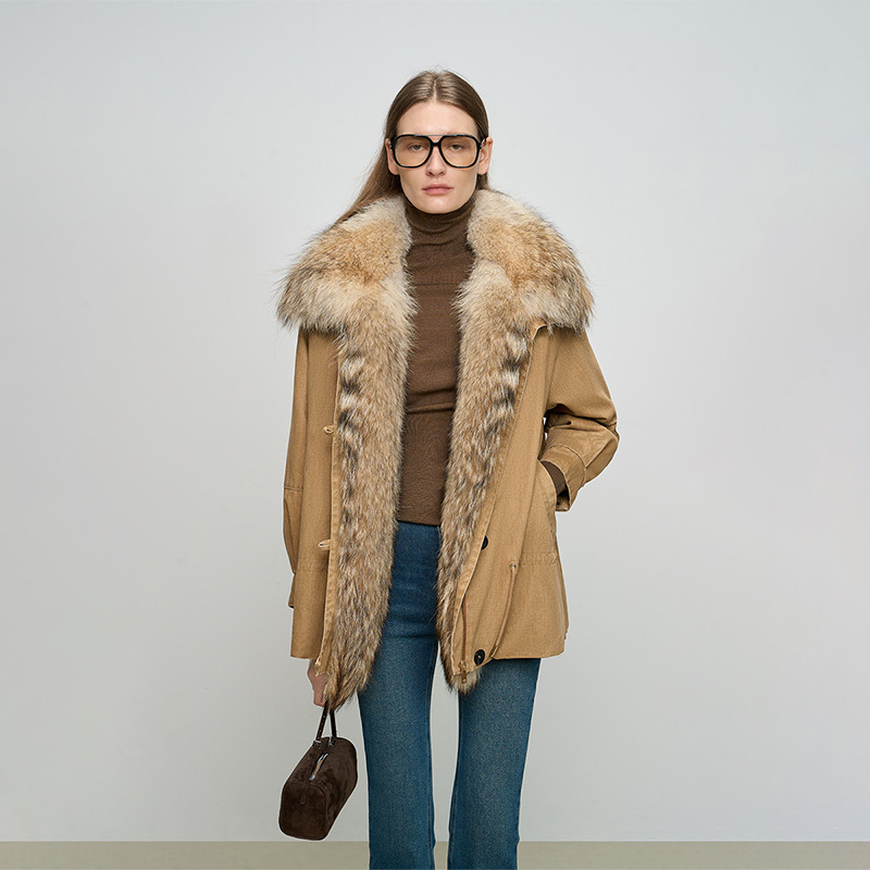 Canadian Coyote Fur Collar 90% White Goose down Fur Parka Women's New down Jacket | Source Factory Canadian Coyote Fur Collar 90% White Goose down Fur Parka Women's New down Jacket | Source Factory