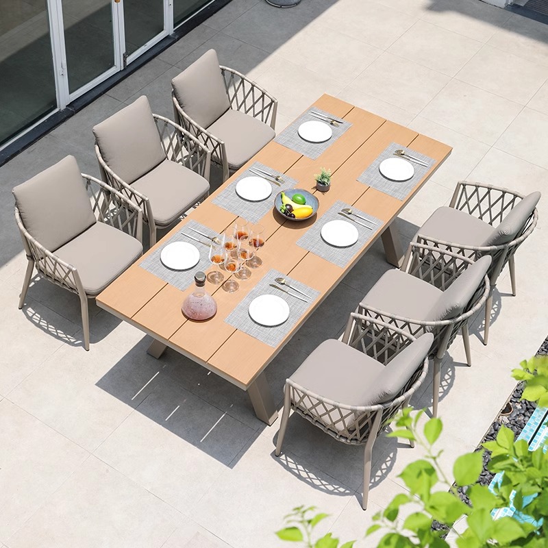 Mesas y sillas al aire libre nórdicas Patio Villa Patio Mesas y sillas Patio Al aire libre Jardín Terraza Ocio Mesas y sillas de ratán Combinación