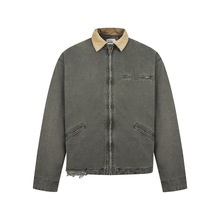 朋克做旧水洗牛仔加厚夹棉外套男士夹克冬季复古街潮宽松翻领拉链