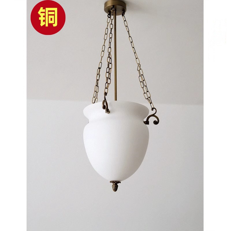 French Mid-Century Style All-Copper Retro Glass Bud-Shaped Light Luxury High-End Dining Room Living Room Bedroom Stairwell Chandelier