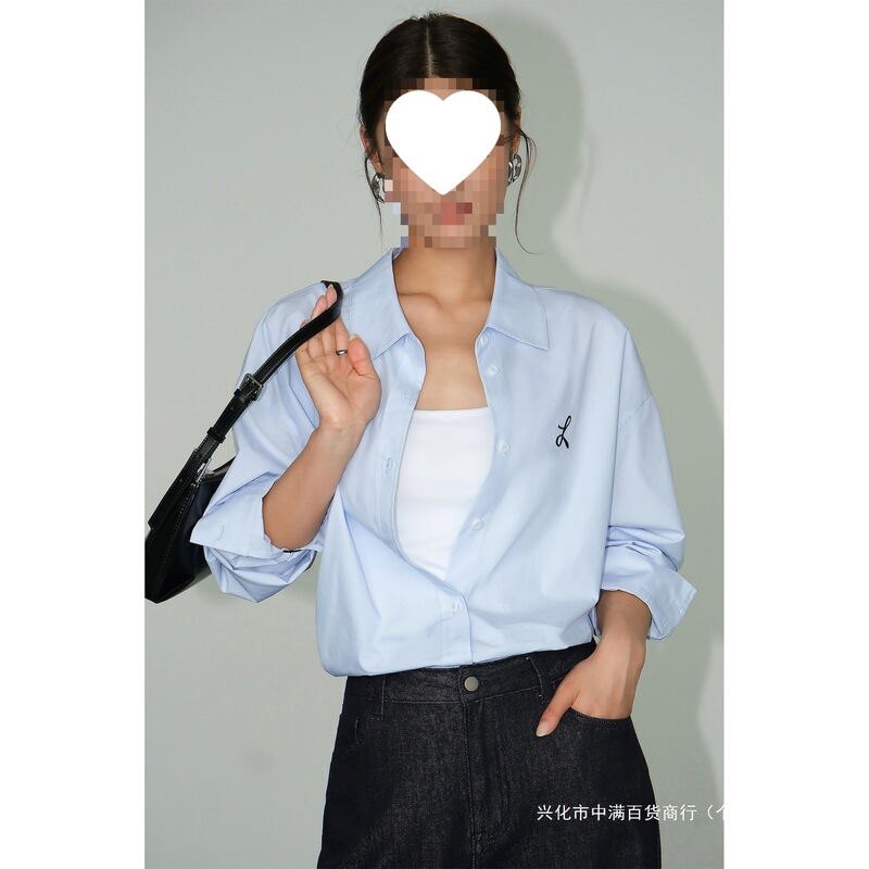 クロスボーダーNEVA HU女性用白長袖シャツ、ゆったりとした2025春秋の新デザイン、ニッチな韓国版、多用途|undefined