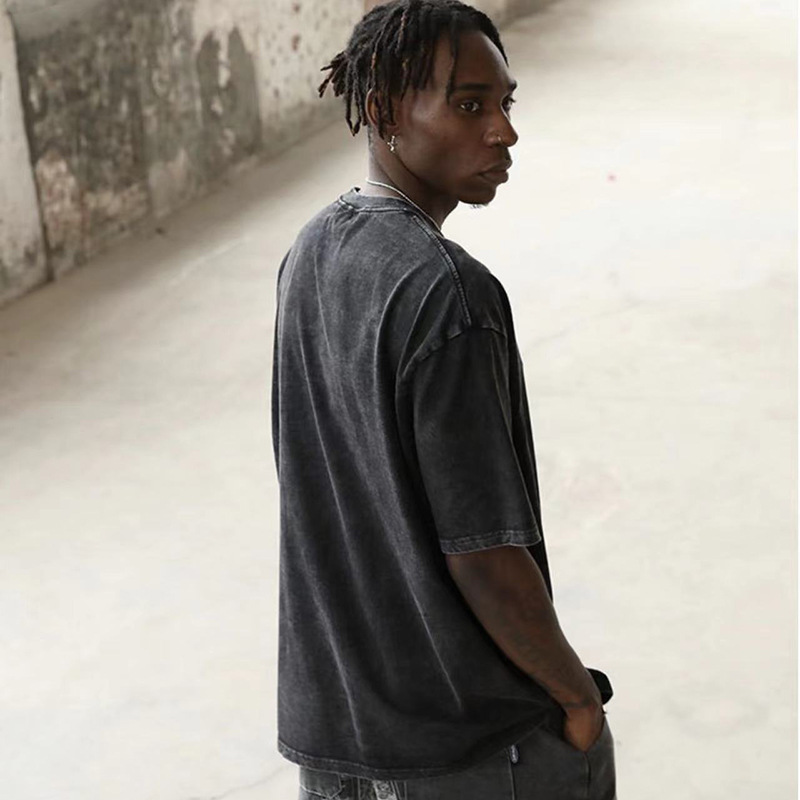 230g pesado camiseta de manga corta hombre de verano cuello redondo suelto oversize hacer vieja marca de moda chaqueta casual versátil