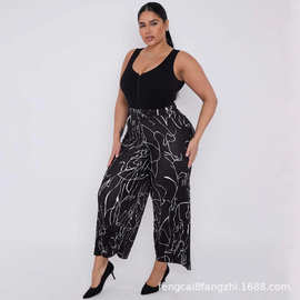 2025新款宽松显瘦神裤百褶阔腿裤女裤高腰垂感春秋宽松休闲裤子