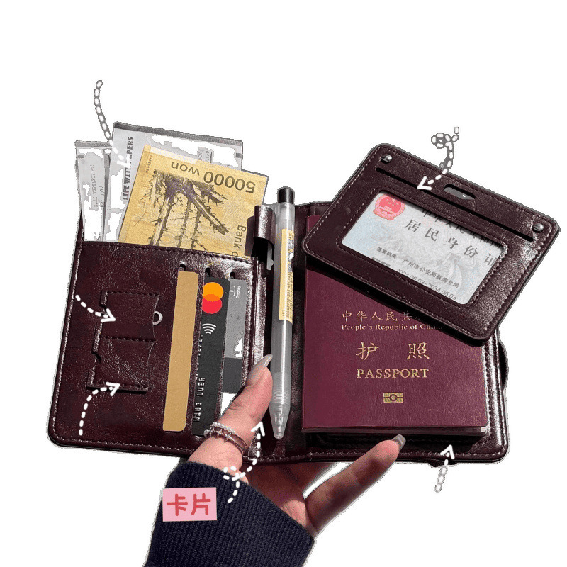 多機能パスポートホルダーカードバッグ収納袋チケットホルダー財布オールインワン盗難防止ブラシ工場直販|undefined