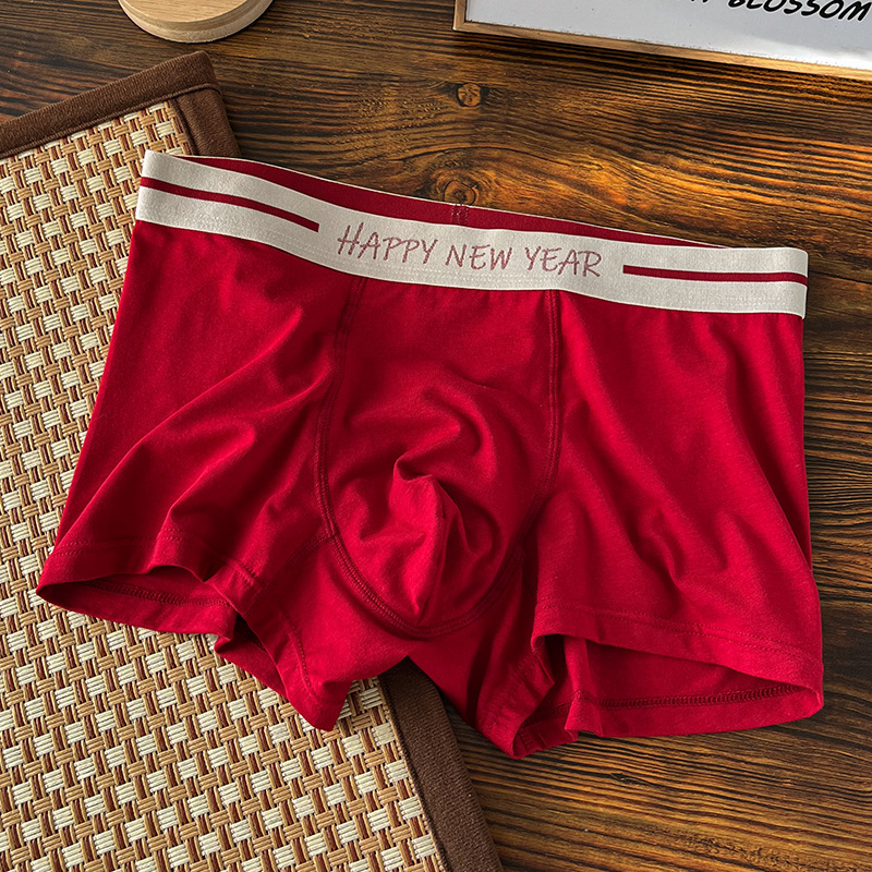Ropa interior masculina roja brillante del año 2024 para el año de nacimiento, bóxers de algodón para hombre, bóxers de regalo de boda.