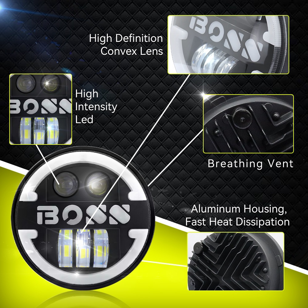 Bestseller Harley Motorcycle Spotlight 5.75 inch 60W Wrangler BOSS Car LED Headlight Modified Daytime Running Light