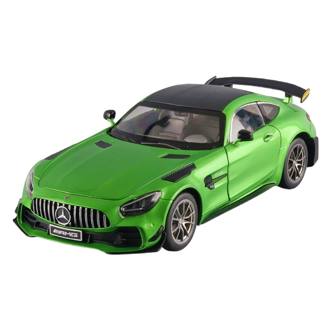 1:18 Magia Verde GTR modelo de aleación de la puerta del coche se puede abrir la rueda delantera de la vinculación de simulación modelo de coche deportivo Niño juguete adornos