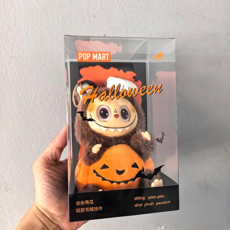 泡泡玛特拉布布南瓜搪胶公仔labubu玩具万圣节手办毛绒盲盒迷你|undefined