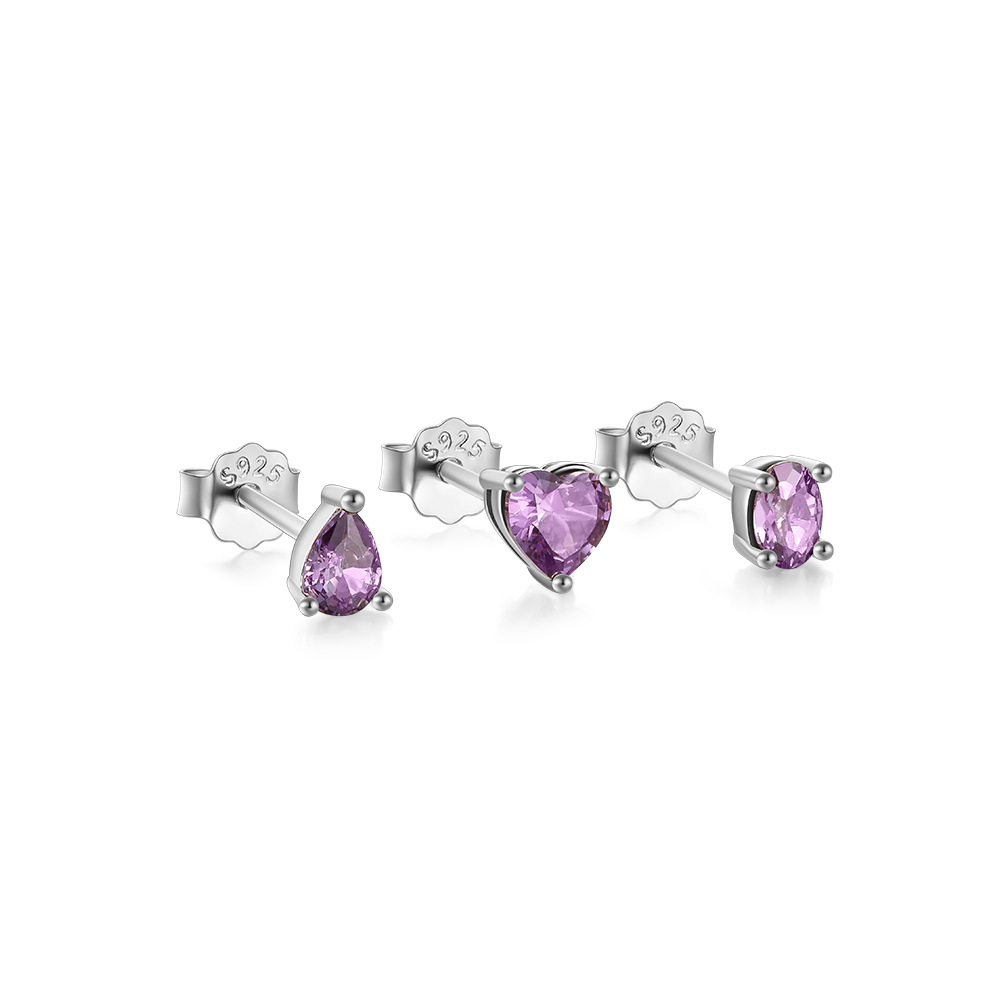 3g Weight Zircon Inlay Material Ear Studs Classification 3 Pieces Set Quantity Daily Occasion 925 Sterling Silver Material Geometric Pattern Women's Gender Plating, Inlay Design Simple Style Style 3 Pieces Set 925 Sterling Silver Zircon Geometric Ear Studs 39