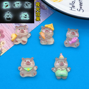Luminous Transparent Scarf Holding Fish Wings Capibala Hairpin Hairrope Grab Clip Cream Glue DIY Resin Accessories