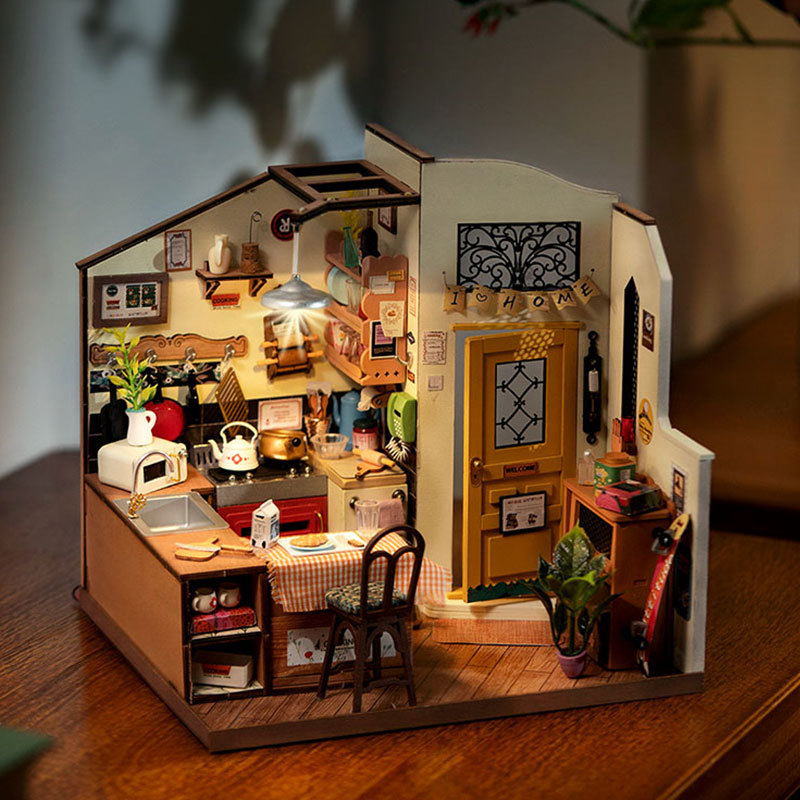 Cabaña rolife DIY, modelo hecho a mano, casa pequeña, escena en miniatura, bloques de construcción, juguetes