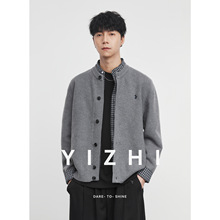 亦止叠穿衬衫领高级假两件针织开衫男秋冬季短袖新款外套男装