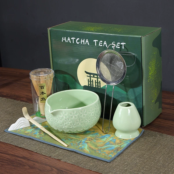 Green matcha, tea cup, set, 7 pieces