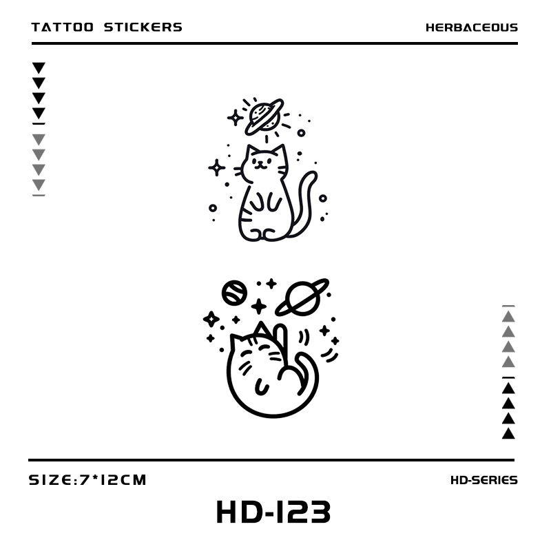 Cute Planet Cat Herbal Semi-Permanent Tattoo Stickers for Men and Women, Ins Style Realistic Tattoo, Waterproof and Long-Lasting, for the Back of the Hand Cute Planet Cat Herbal Semi-Permanent Tattoo Stickers for Men and Women, Ins Style Realistic Tattoo, Waterproof and Long-Lasting, for the Back of the Hand