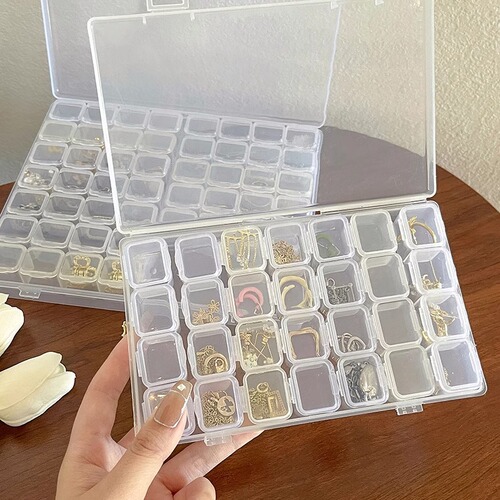 Transparent dust-proof divider plastic storage box portable earring storage magic box small anti-oxidation jewelry box