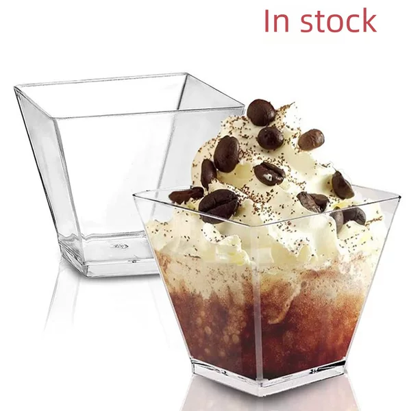 60ml disposable mousse cup dessert plastic transparent square pudding dessert Cup plastic cup mini wholesale in stock