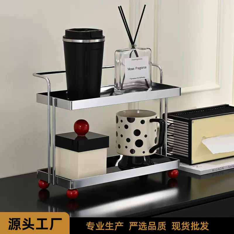 中古风桌面玄关小型水杯置物架厨房卫生间收纳架护肤化妆品架子