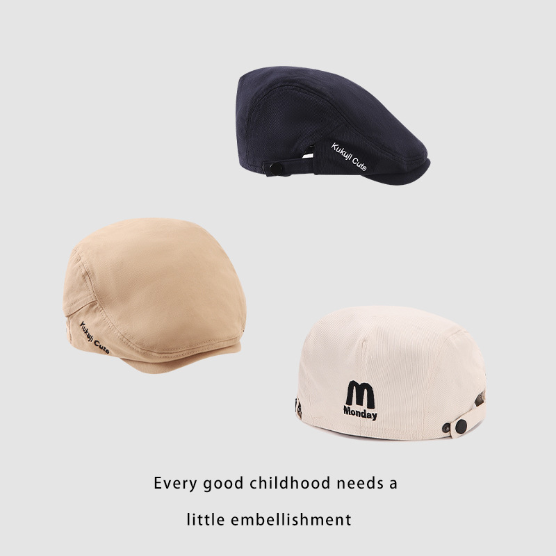 Sombreros anti-belé, sombreros para niños y niñas, sombreros de pintores, primavera y otoño, 2024 nuevo estilo retro de estilo de puerto, sombreros de boca de pato, marea