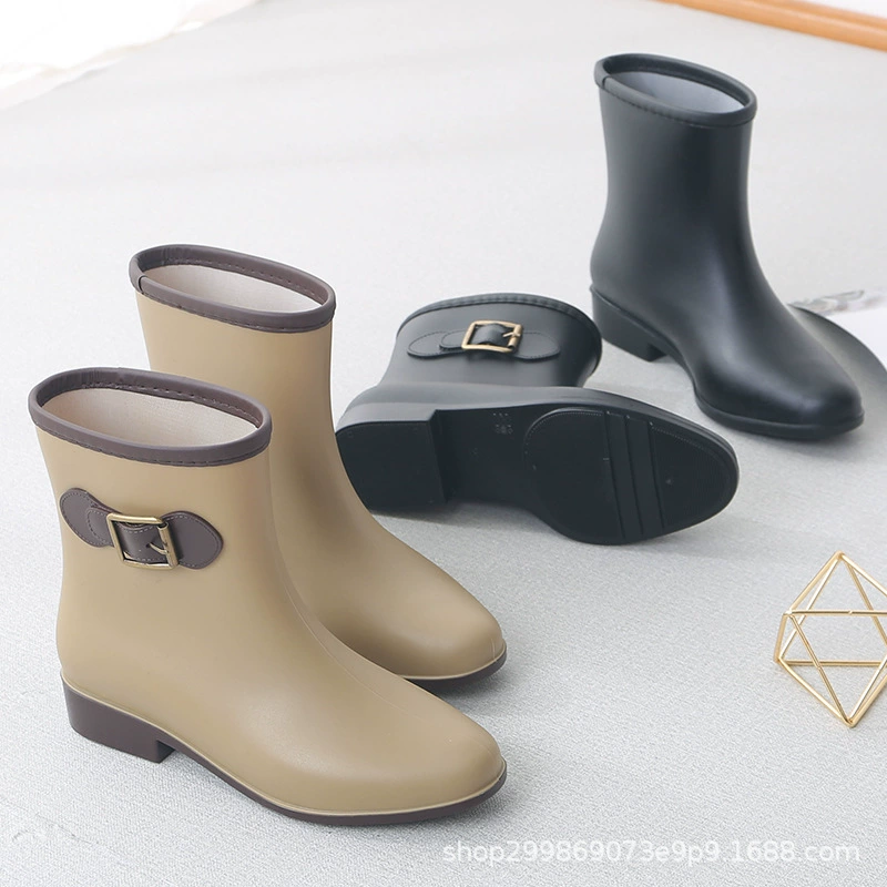 Four Seasons Rainboots Женская мода короткая трубка Корейские дождевые сапоги противоскользящие кухонные водяные туфли